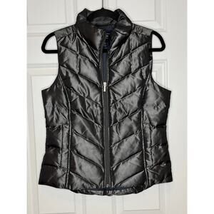 Lands End Down Feather Filled Black Puffer Vest XS‎ 2-4